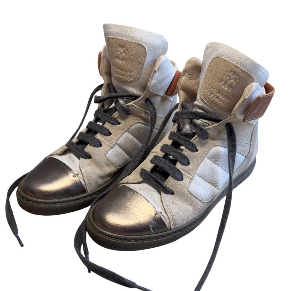 Brunello Cucinelli High Top Sneakers Shoes Leather Suede Size Women’s 37 US 7